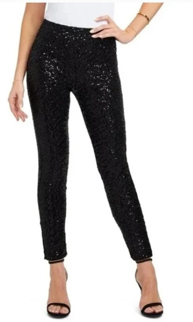 Tipsy Elves Black Sequin High Waisted Leggings, Women's Size Small, NWT